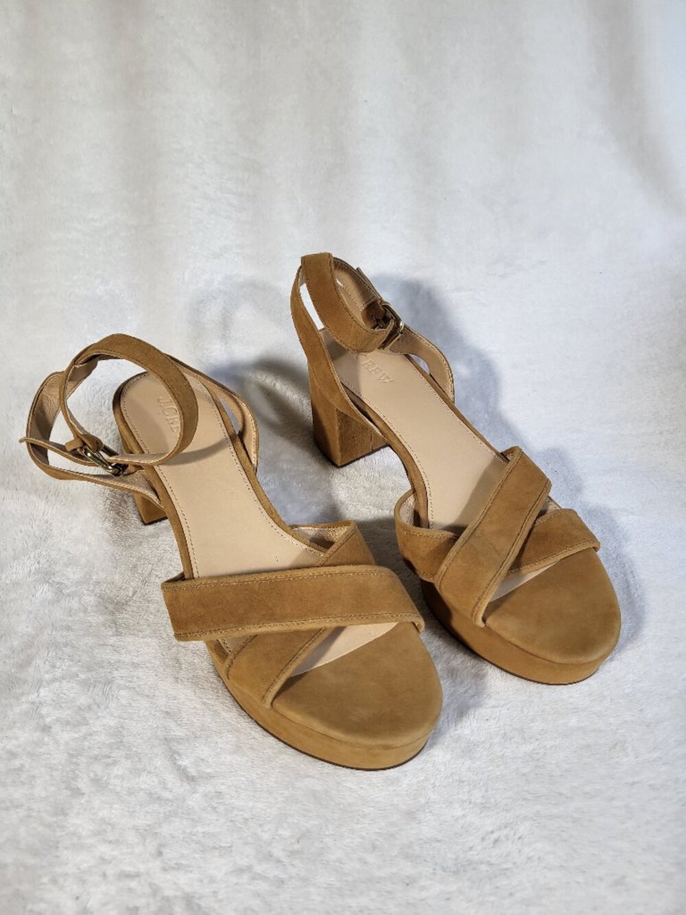 J.Crew Women's Criss-Cross Suede Platform Heels Sandals Size 9.5 - Picture 2 of 9